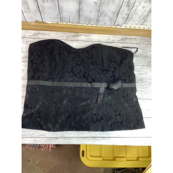Lane Bryant Women's Corset-Style Lace Overlay Strapless Tops Black Size XL - Picture 1 of 4